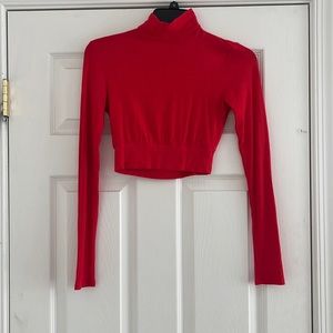 Soft red long sleeve shirt, open back